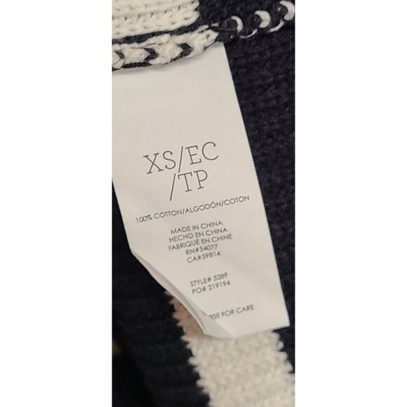 Cabi Womens XS Striped Chunky Shaker Stitch Button Up Cardigan Sweater - Picture 6 of 7